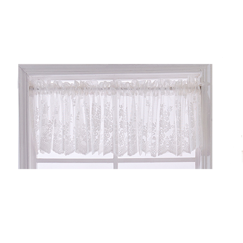 Lace Valance Windows Floral Embroidered Semi Sheer Curtain for Kitchen Cafe - Picture 10 of 11
