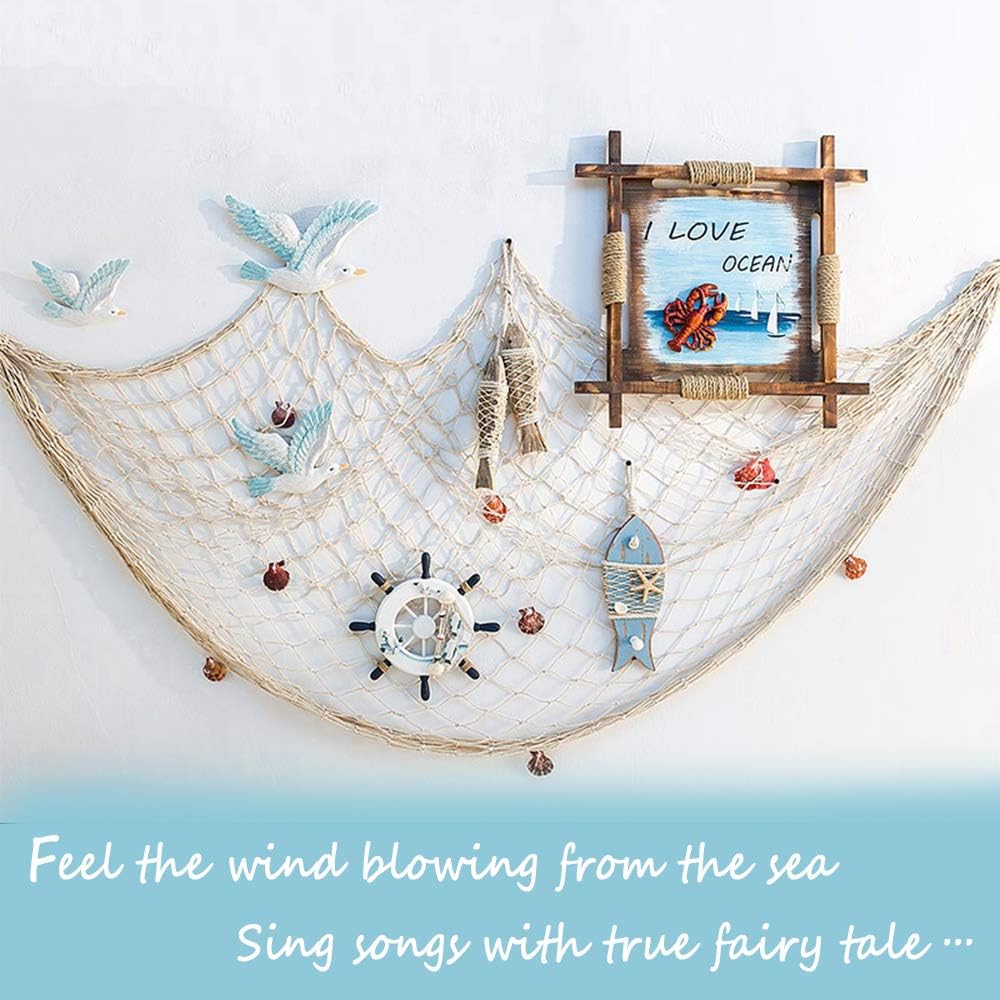 Fish Net Wall Decoration with Seashells Natural Fish Net Party Hanging  Decor