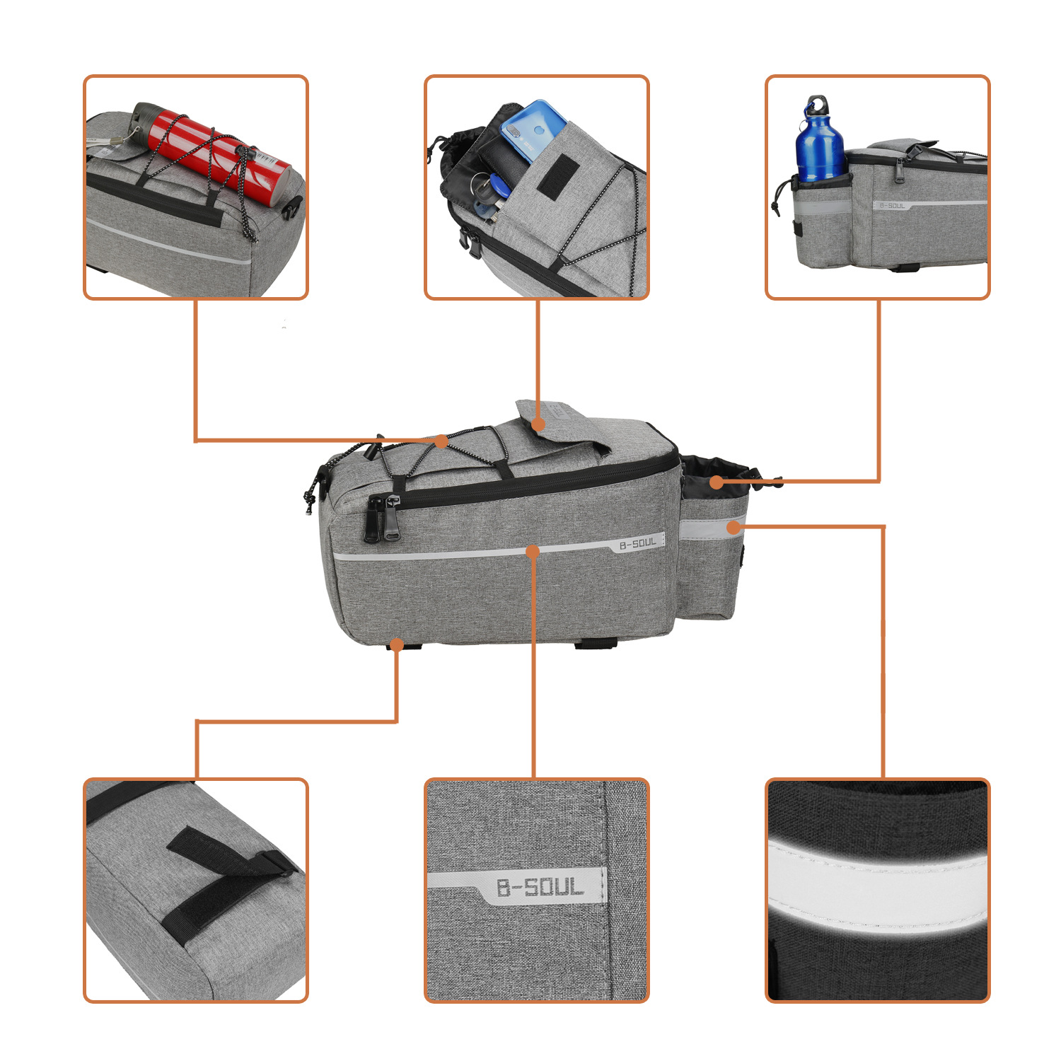 Bolsa de asiento trasero para bicicleta de EE. UU. bolsa de almacenamiento para bicicletas bolsa de maletero bolsa de gran capacidad - Imagen 19 de 19