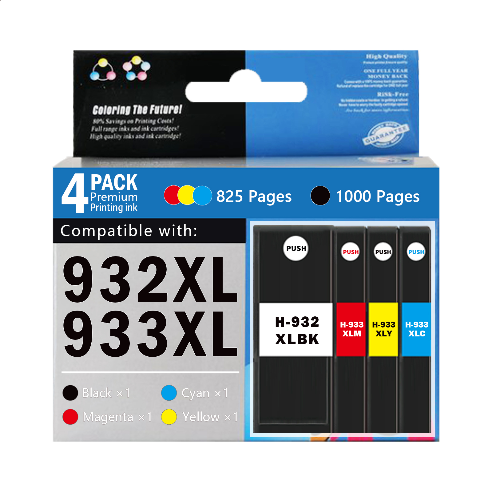 932XL 933XL Ink Cartridges Combo 4 Pack Compatible with HP Officejet 6100 7110 - Picture 13 of 14