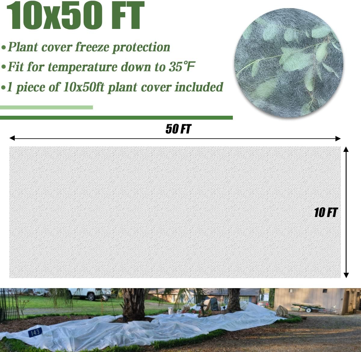 Plant Covers Freeze Protection 25ft/30ft/50ft Reusable Floating Row Cover Winter - Picture 11 of 11