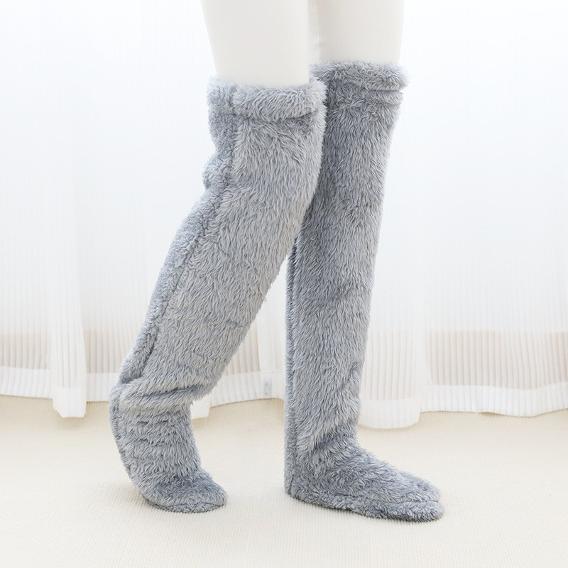 Cozy Socks Fuzzy Leg Warmers Over Knee Sleep Socks Plush Long Slipper Stockings