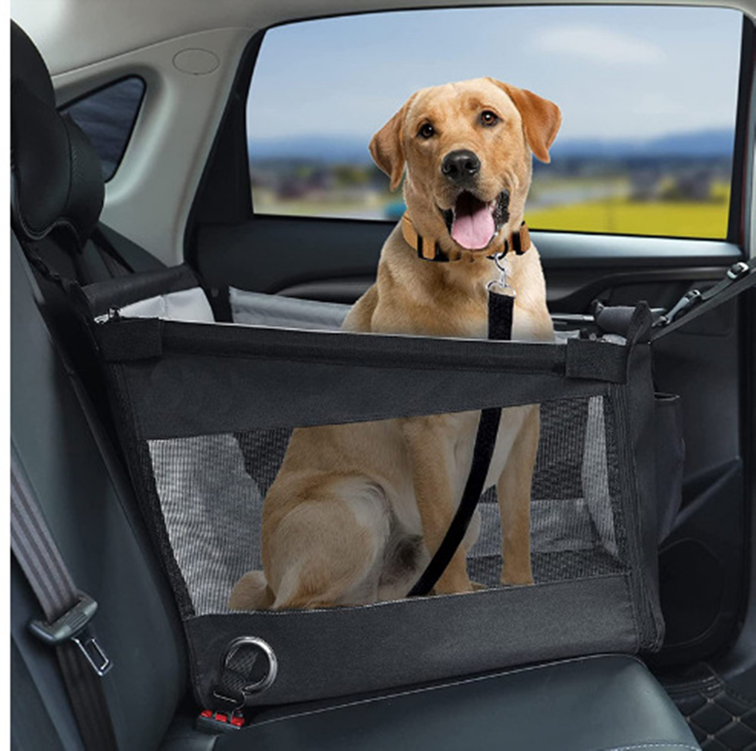 Dog Car Booster Seat for Medium Large Dog Foldable Dog Car Seat Travel Carrier - Picture 13 of 13