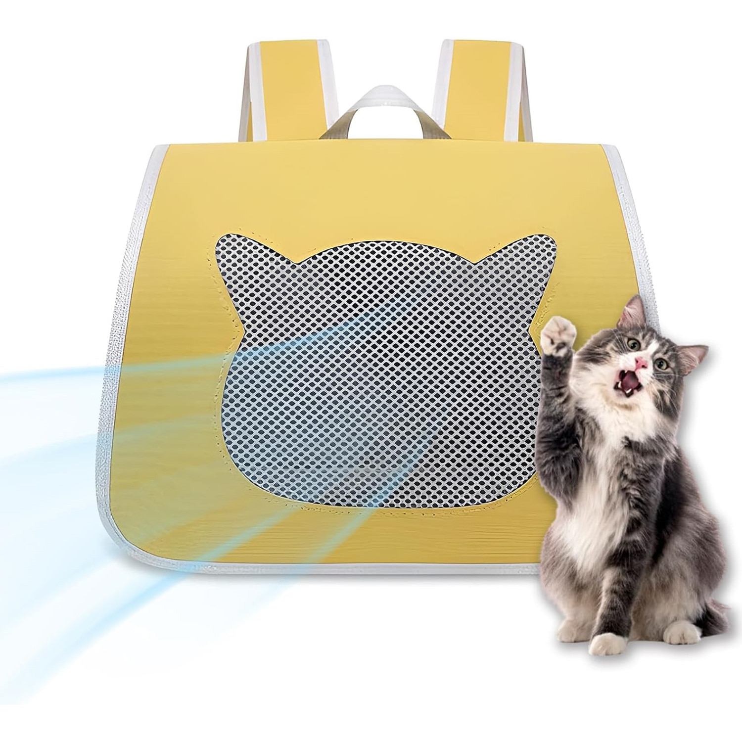 Mochila para gatos porta mascotas malla ventilada lados suaves perro mochila de viaje exterior - Imagen 18 de 19