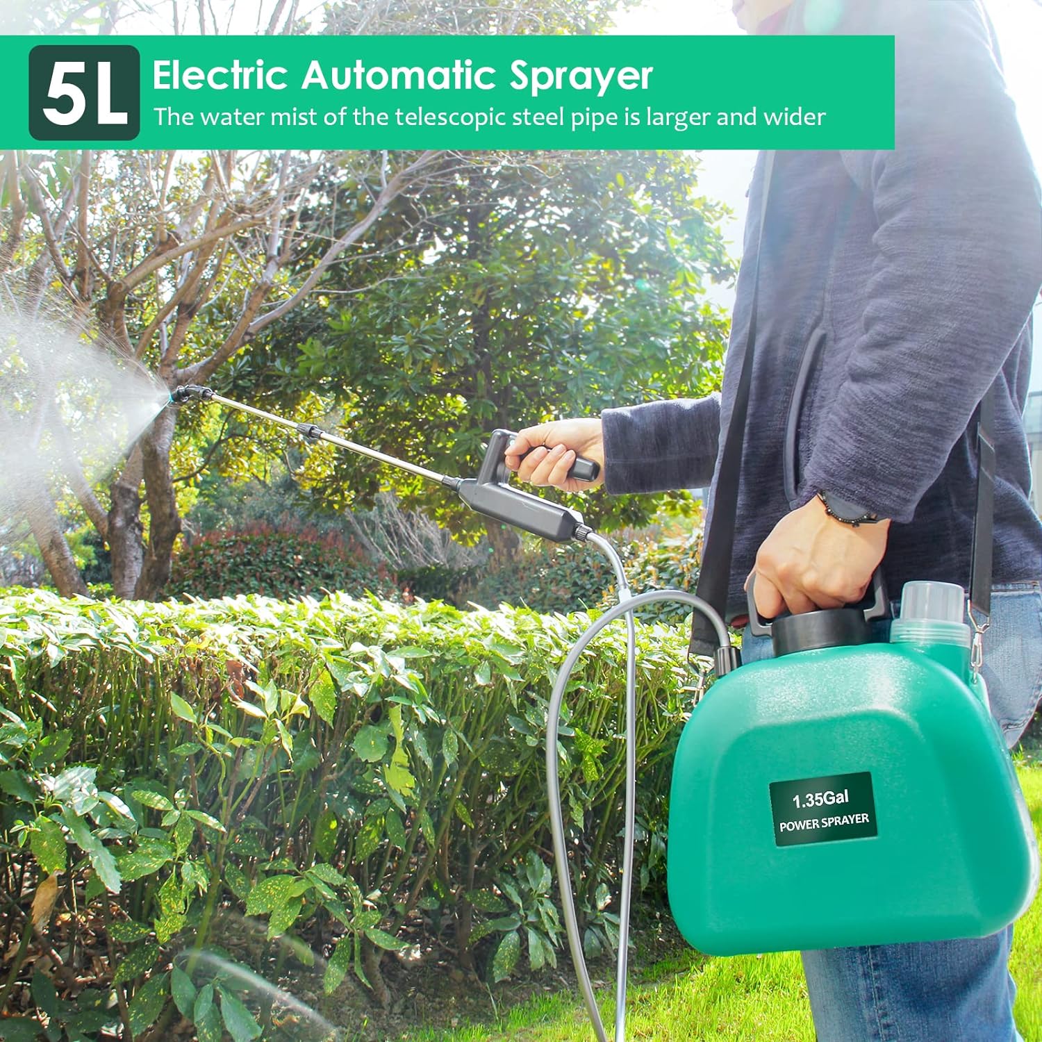 2 Gallon Electric Garden Sprayer Rechargeable 3 Mist Nozzles Retractable Handle - Picture 11 of 15