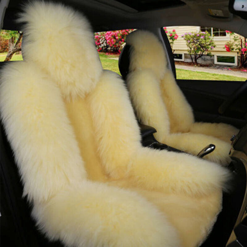 Funda de asiento delantero de piel de oveja australiana de simulación alfombra de cojín de lana larga - Imagen 11 de 11