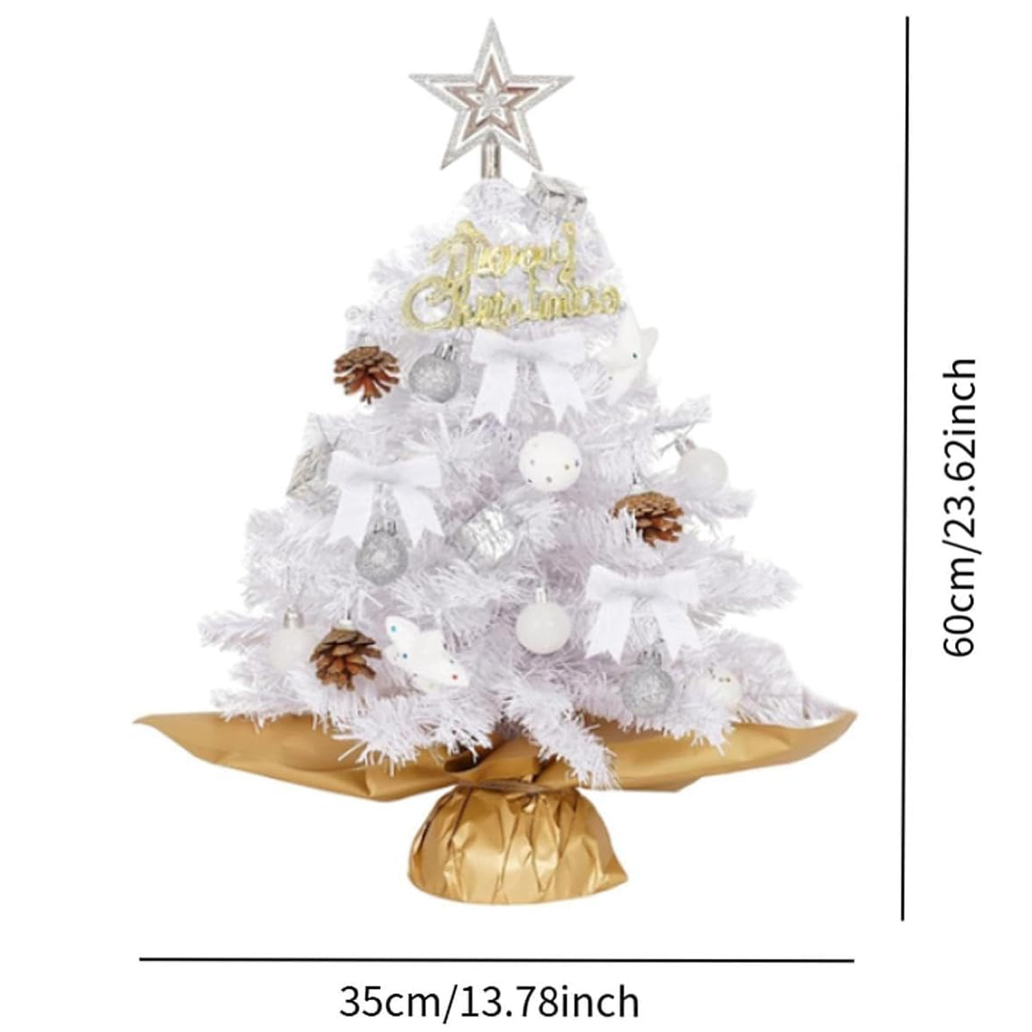 Small Mini Pink Christmas Tree with Light 2ft Tabletop Pine Xmas Tree Ornaments - Picture 13 of 13