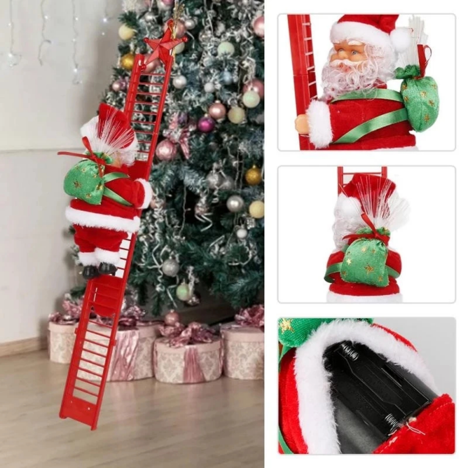 Climbing Santa Claus Electric Ladder Musical Moving Toy Christmas Ornament - Picture 10 of 13