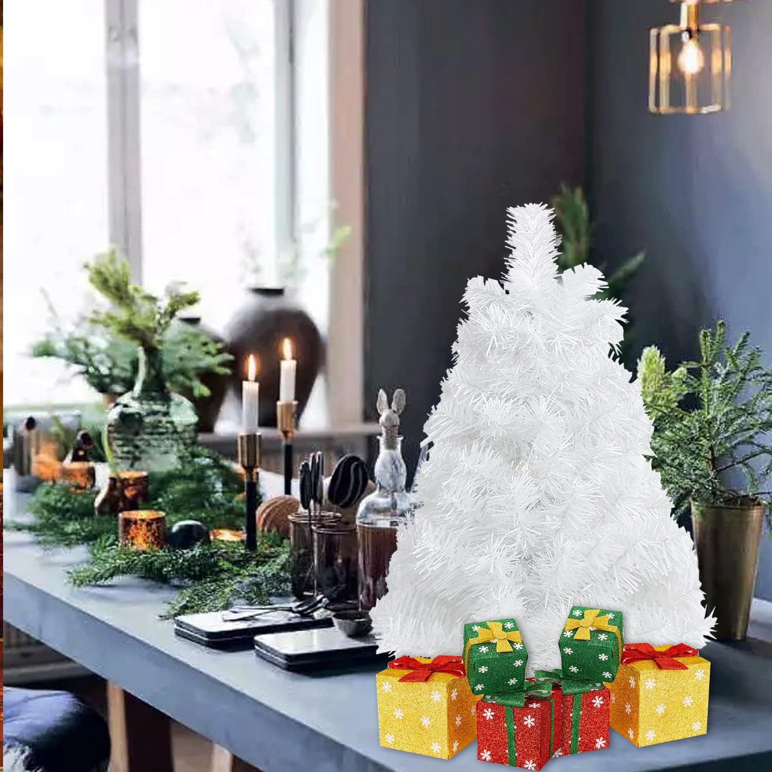 2 Fuß Künstlicher Weihnachtsbaum Tischplatte Dekoration Party Urlaub Zuhause Zubehör - Bild 14 von 14