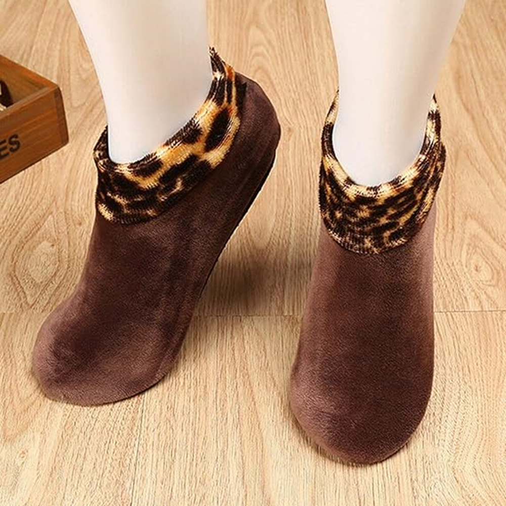 Women Non-slip Warm Non Slip Leopard socks Winter Indoor Home Socks Show Socks