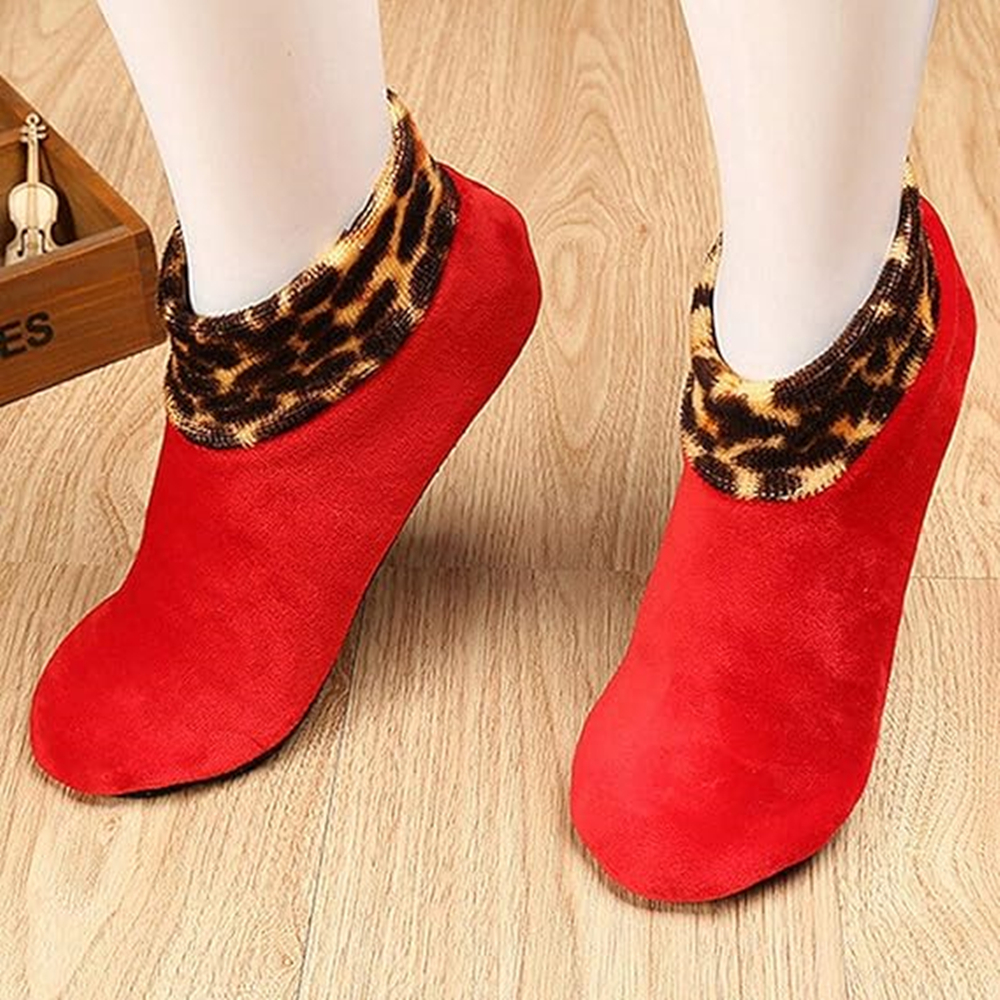 Women Non-slip Warm Non Slip Leopard socks Winter Indoor Home Socks Show Socks