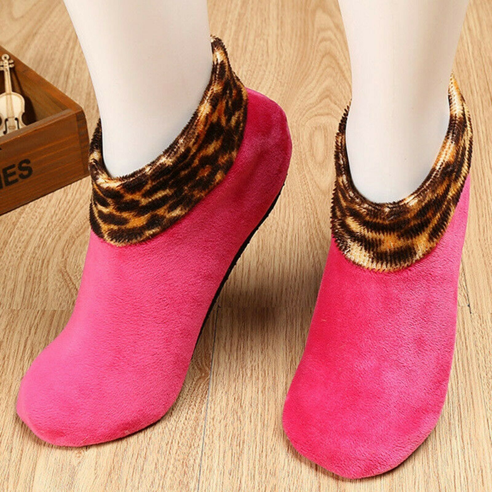 Women Non-slip Warm Non Slip Leopard socks Winter Indoor Home Socks Show Socks