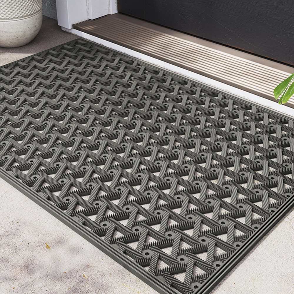 Alfombrillas de puerta delantera antideslizantes felpudo exterior invierno nieve suciedad atrapa alfombra de entrada - Imagen 15 de 15