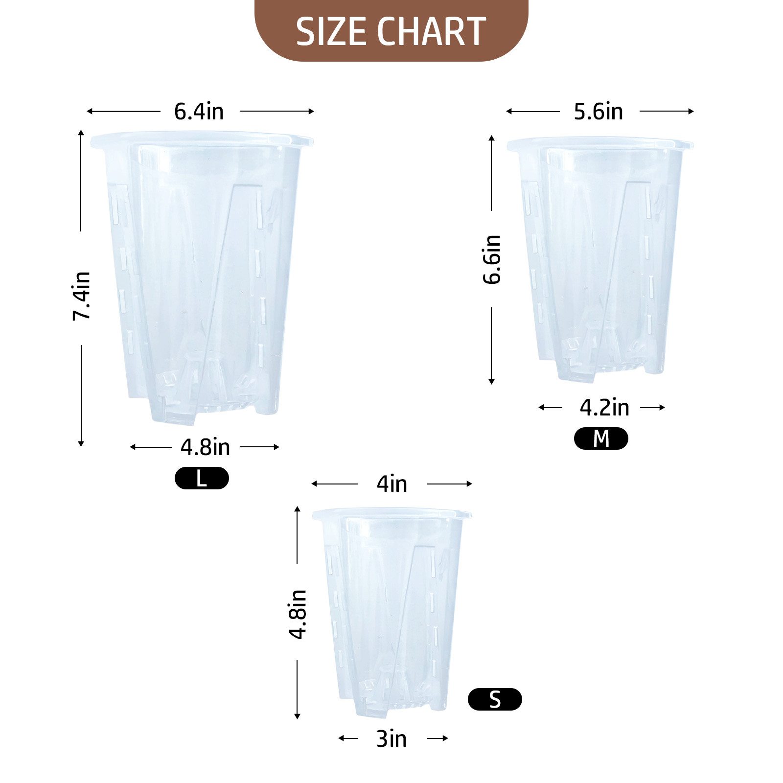 5/10 Pack Nursery Pots for Plant Thicken Plastic Orchid Pots with Drainage Holes - Picture 12 of 13