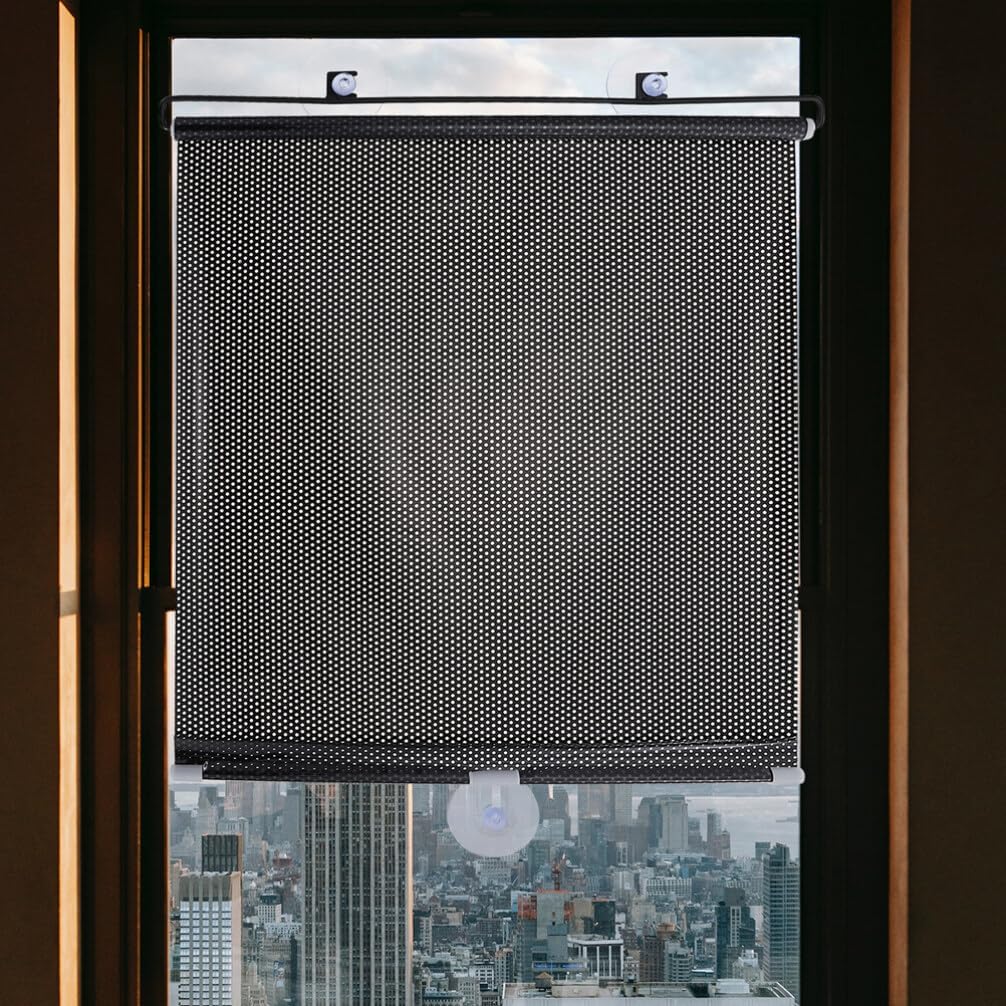 Window Shade with Suction Cup Sun Curtain for Kitchen Retractable Privacy Screen