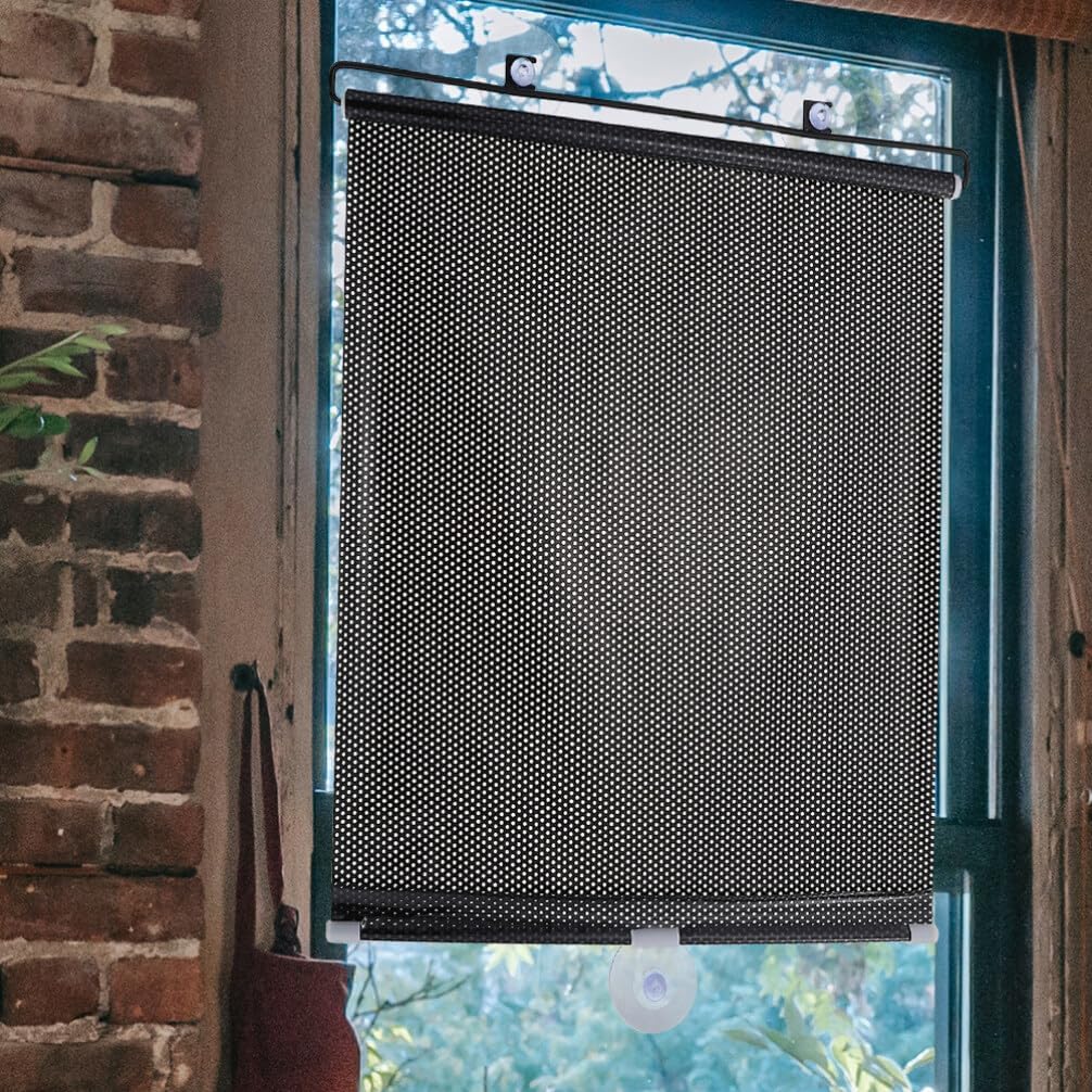 Window Shade with Suction Cup Sun Curtain for Kitchen Retractable Privacy Screen