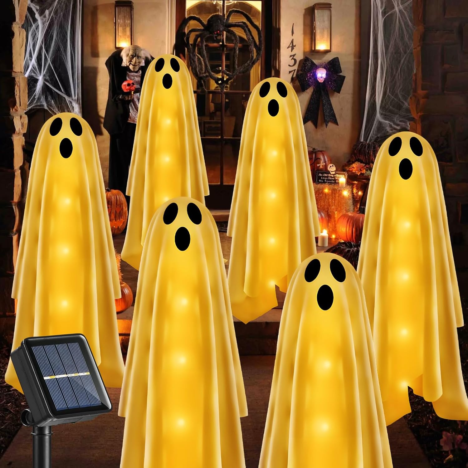 6er Pack Solarleuchten Halloween Geist Deko Außen Solar Lampen Wasserdicht - Bild 10 von 16