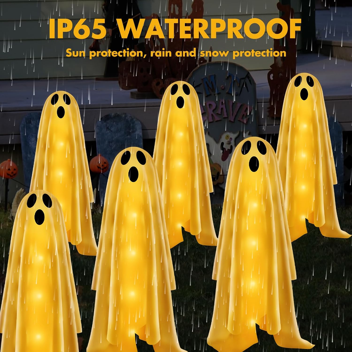 6er Pack Solarleuchten Halloween Geist Deko Außen Solar Lampen Wasserdicht - Bild 11 von 16