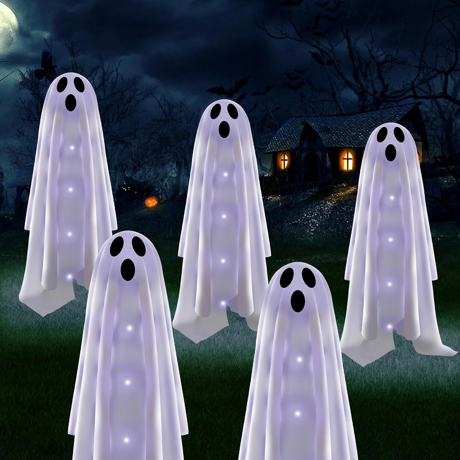 6er Pack Solarleuchten Halloween Geist Deko Außen Solar Lampen Wasserdicht - Bild 16 von 16