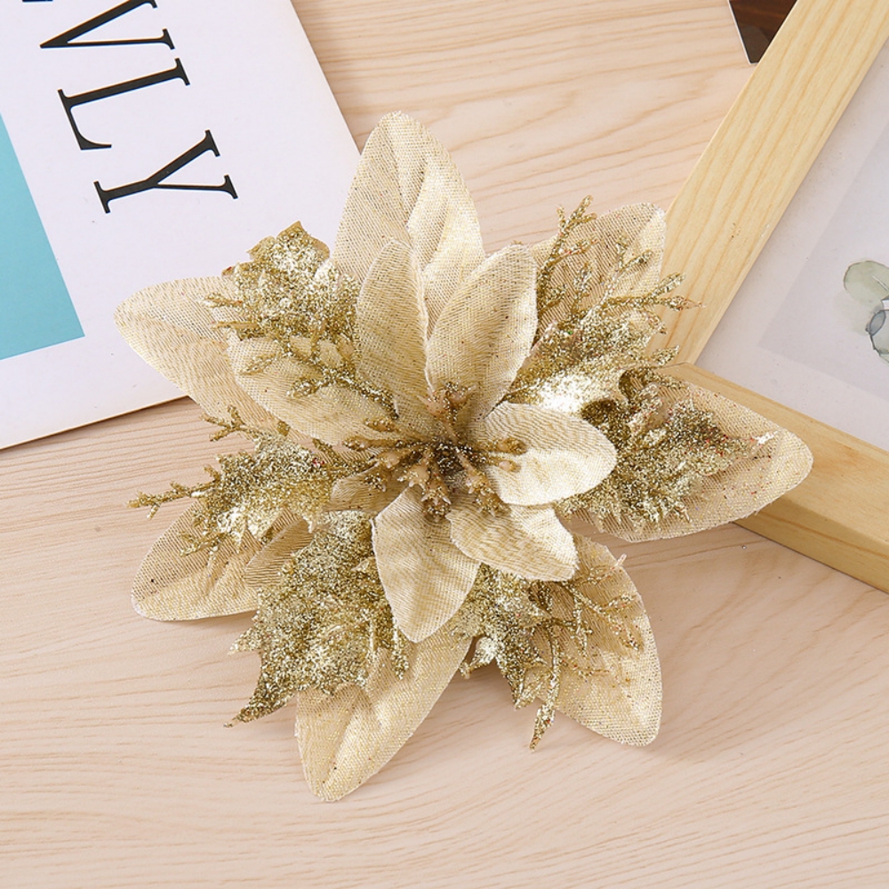 10 Piezas Brillo Navidad Flor Colgante Navidad Fiesta Árbol Decoración - Imagen 12 de 13