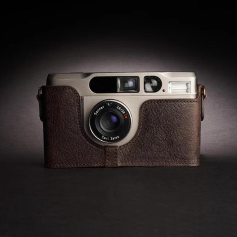 Retro Genuine Real Leather Half Camera Case Bag Cover for Contax T2 Film Camera - Picture 23 of 26