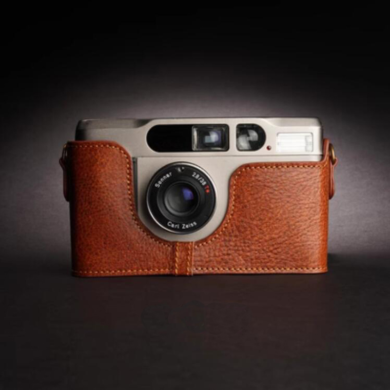 Retro Genuine Real Leather Half Camera Case Bag Cover for Contax T2 Film Camera - Picture 25 of 26