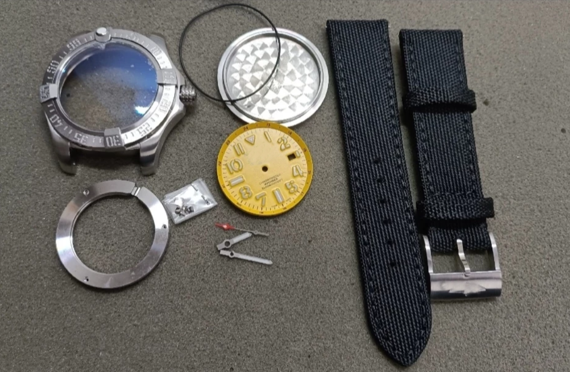 DIY Kit for 2824 2130 pt5000 44MM Watch Case + Dial + Hands + Watch Strap