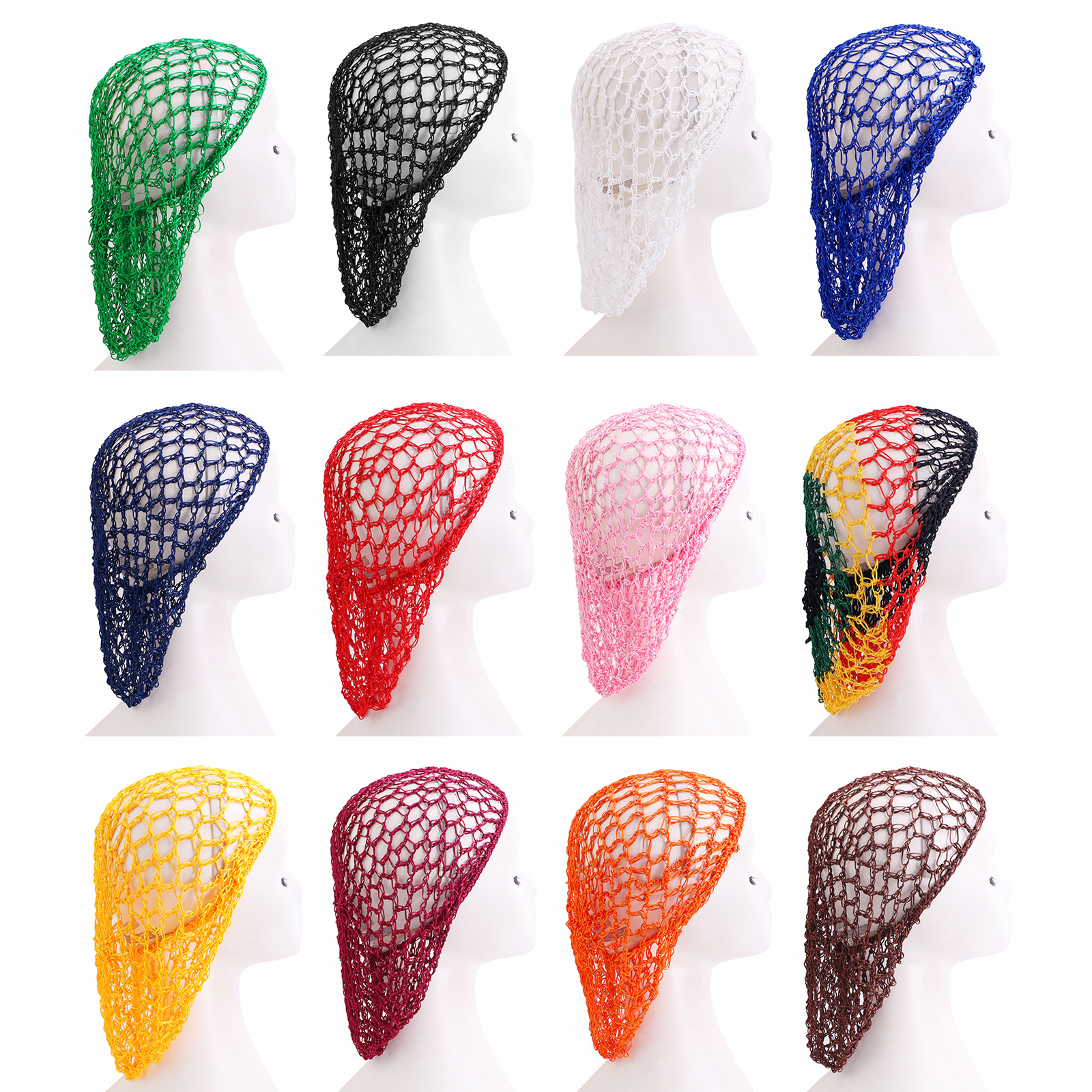 (Customize Your 12PCS Set) Women Soft Rayon Crochet Snood Mesh Hair Net Knit Cap - Picture 21 of 22