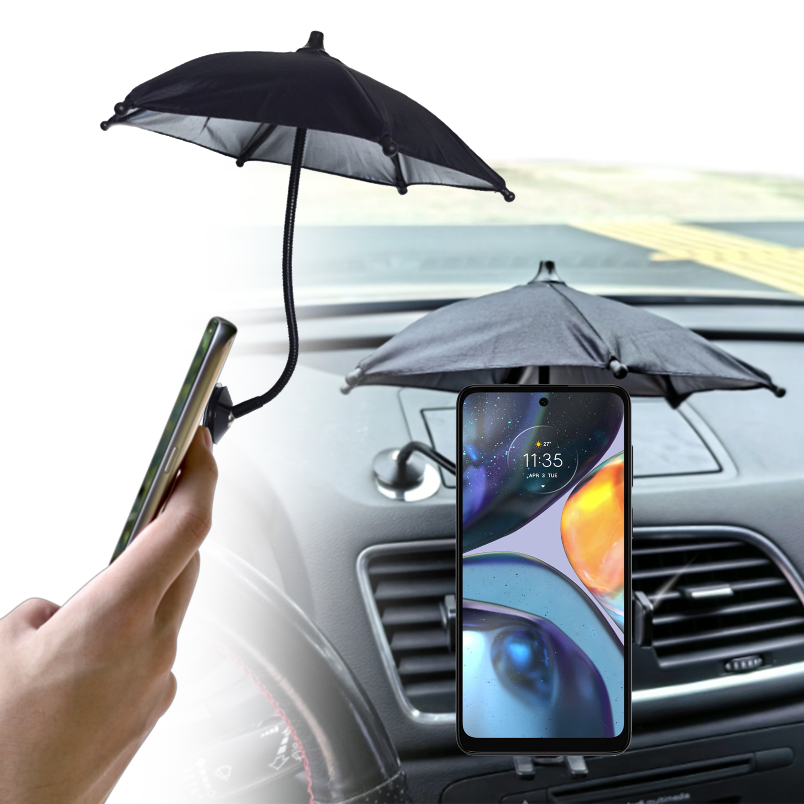 Universal Car Magnetic Cell Phone Umbrella Sun Shade Blocking Adjustable Stand