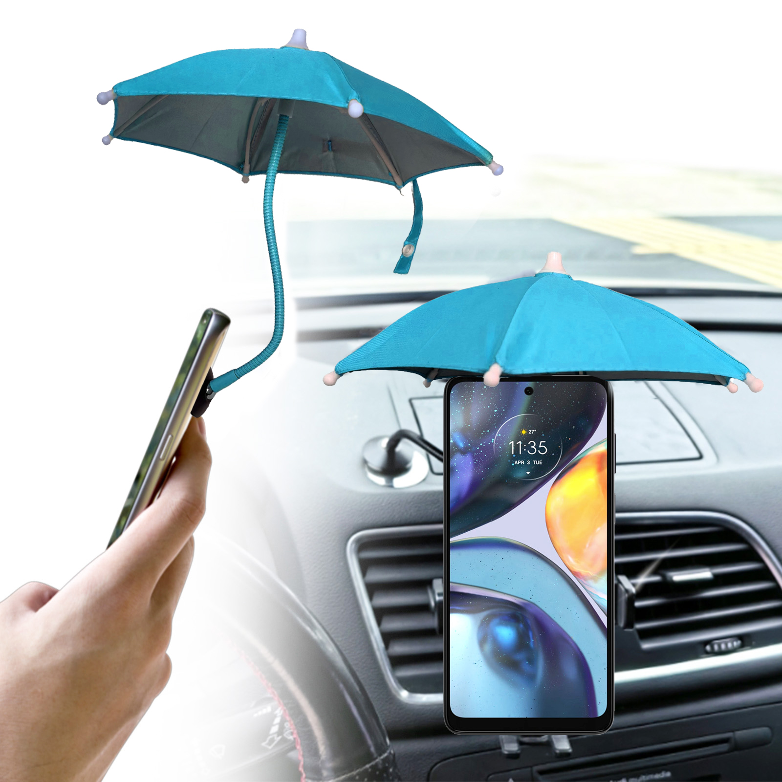 Universal Car Magnetic Cell Phone Umbrella Sun Shade Blocking Adjustable Stand