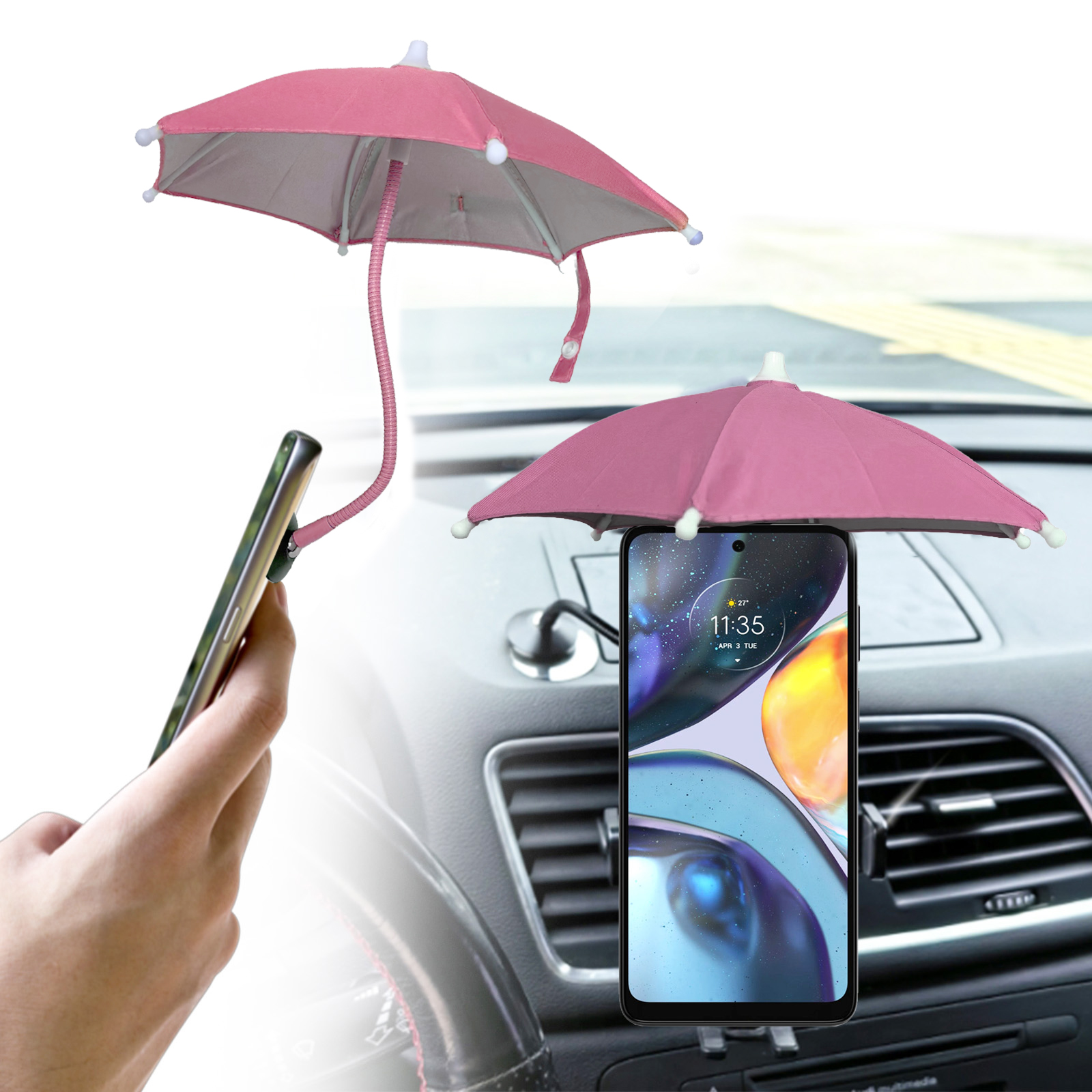 Universal Car Magnetic Cell Phone Umbrella Sun Shade Blocking Adjustable Stand