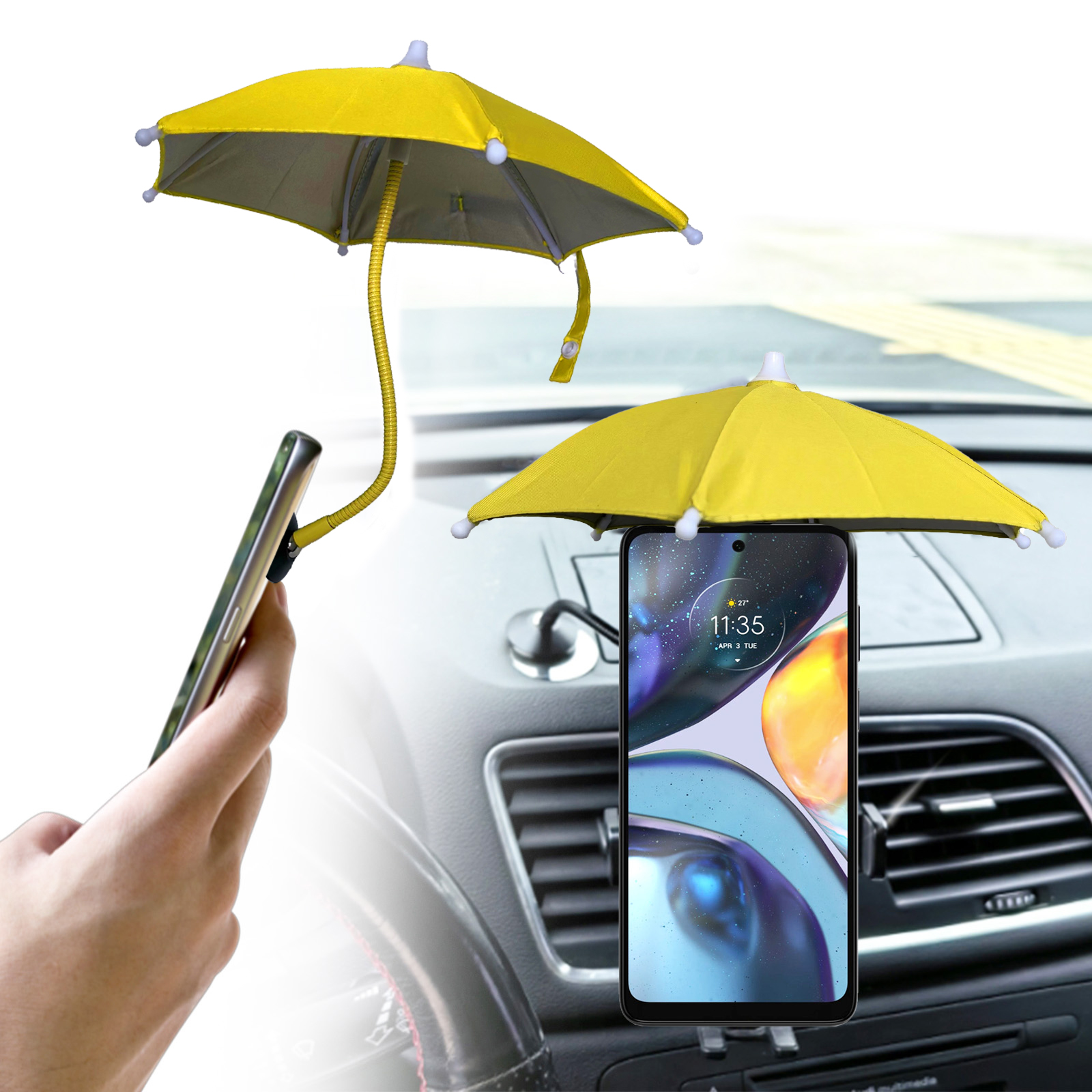 Universal Car Magnetic Cell Phone Umbrella Sun Shade Blocking Adjustable Stand