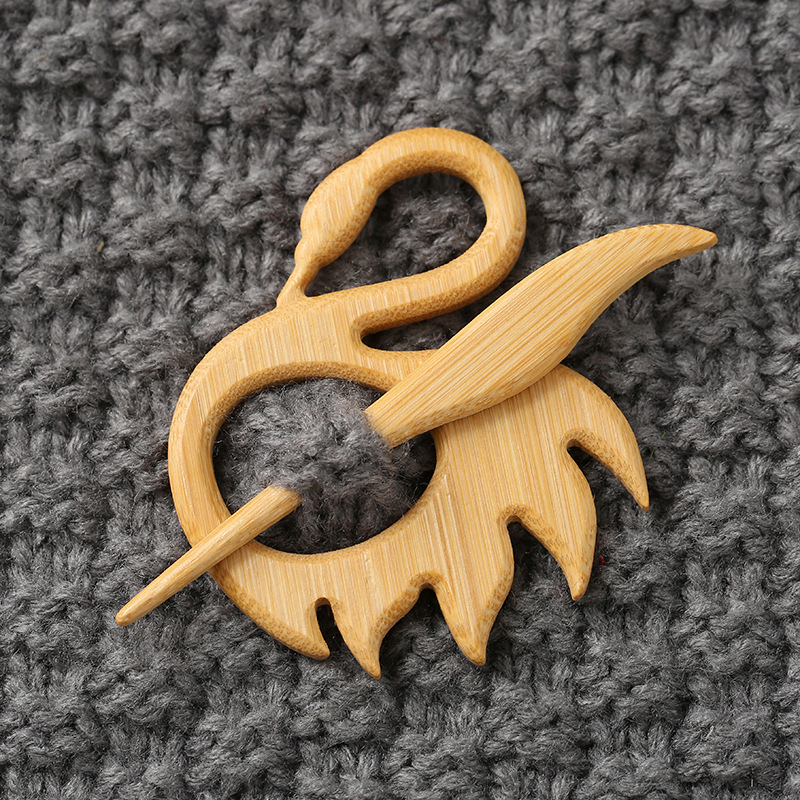 1 Pz Sciarpa Maglione Spilla in Legno con Motivo Animale Scialle Legno Cartoni Animati Spilla - Foto 11 di 27