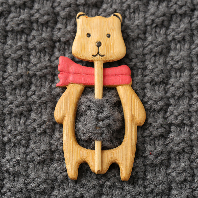 1 Pz Sciarpa Maglione Spilla in Legno con Motivo Animale Scialle Legno Cartoni Animati Spilla - Foto 14 di 27