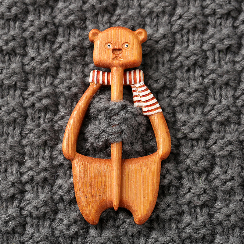 1 Pz Sciarpa Maglione Spilla in Legno con Motivo Animale Scialle Legno Cartoni Animati Spilla - Foto 25 di 27