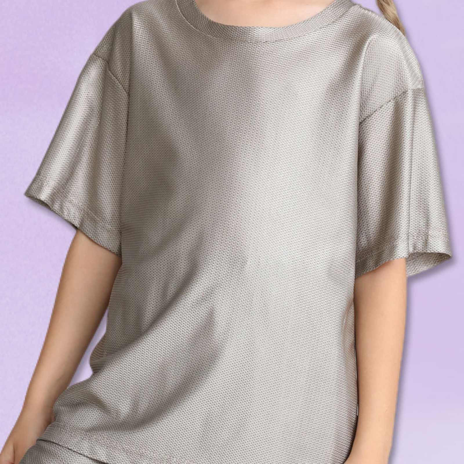 T-shirt abbigliamento bambini 100% fibra argento schermatura EMF protezione antiradiazioni - Foto 13 di 15