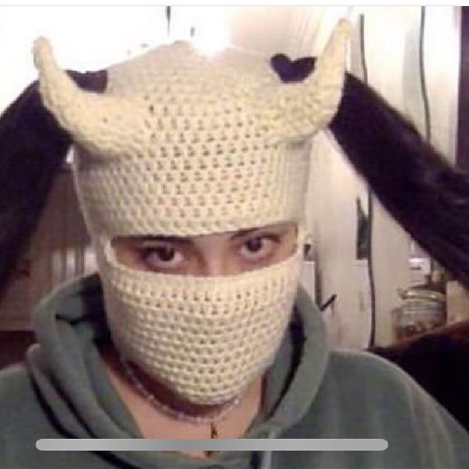 Knit Balaclava Hat with Cowhorn Full Face Mask Halloween Costume Headwear Unisex - Picture 27 of 73