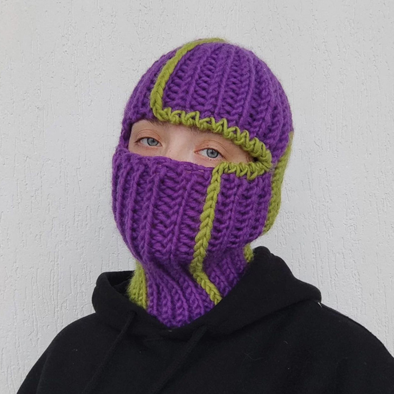 Knit Balaclava Hat with Cowhorn Full Face Mask Halloween Costume Headwear Unisex - Picture 40 of 73