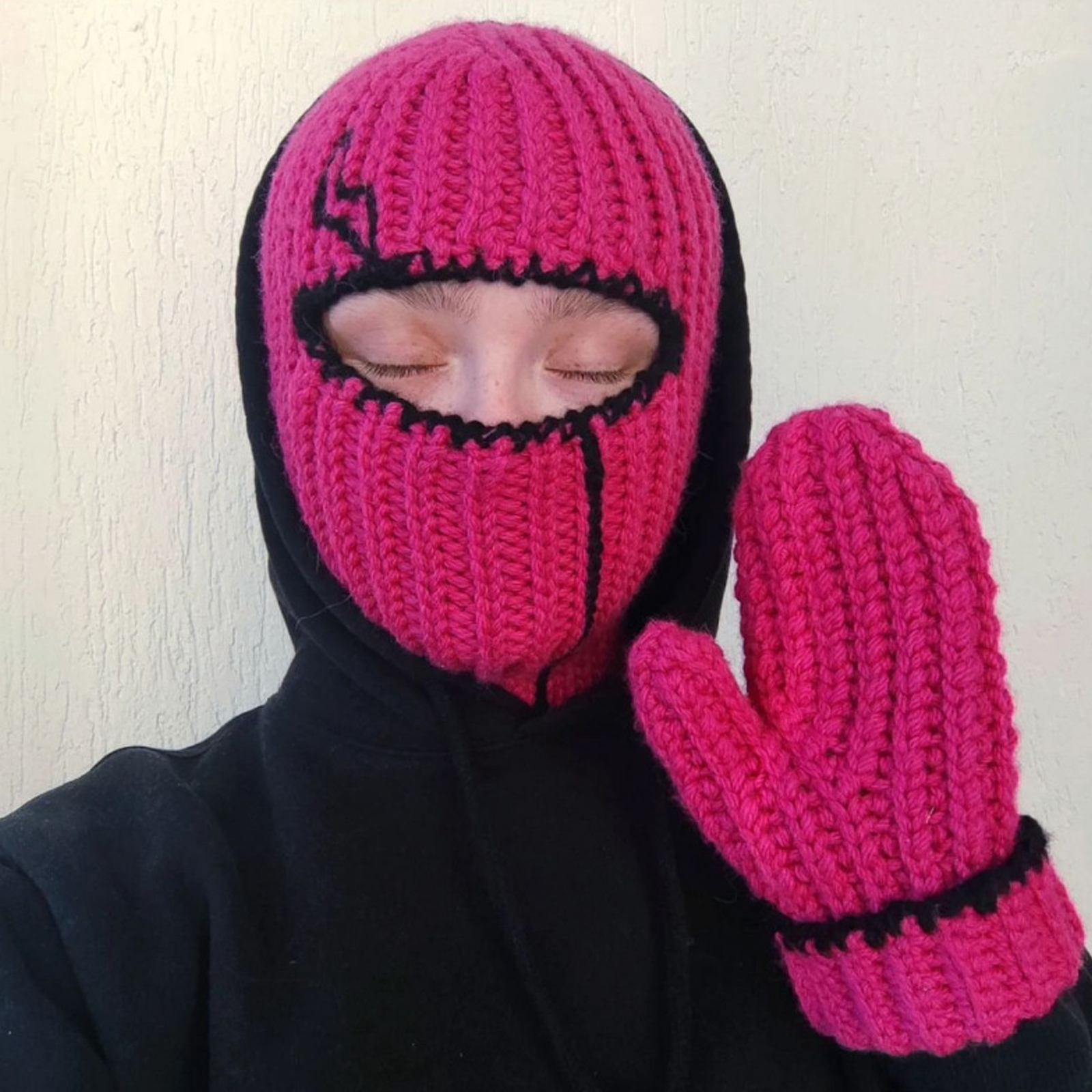 Knit Balaclava Hat with Cowhorn Full Face Mask Halloween Costume Headwear Unisex - Picture 48 of 73