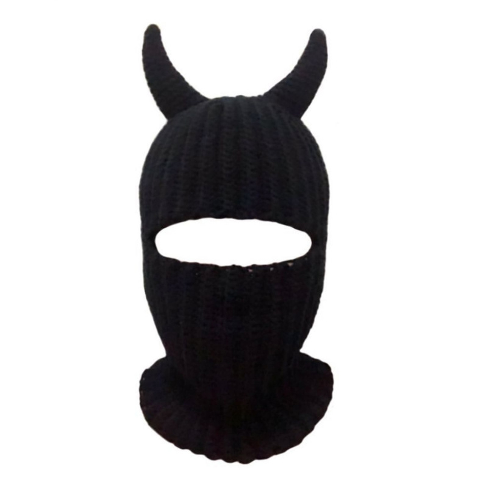 Knit Balaclava Hat with Cowhorn Full Face Mask Halloween Costume Headwear Unisex - Picture 54 of 73