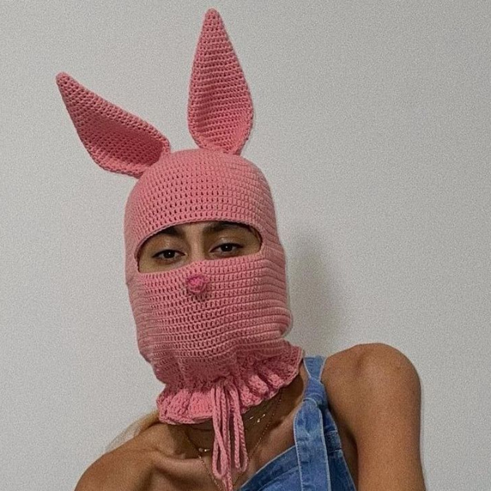 Knit Balaclava Hat with Cowhorn Full Face Mask Halloween Costume Headwear Unisex - Picture 61 of 73