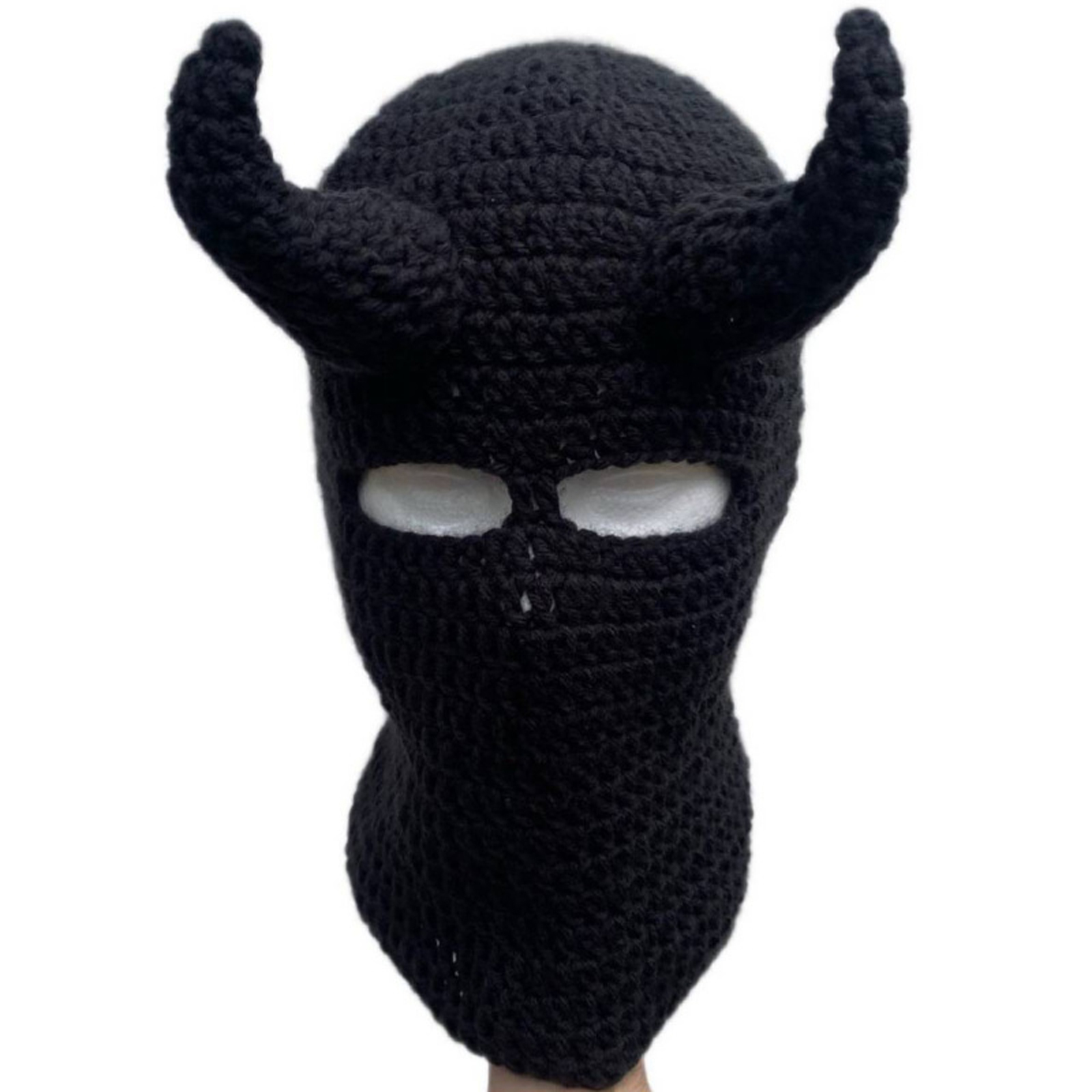 Knit Balaclava Hat with Cowhorn Full Face Mask Halloween Costume Headwear Unisex - Picture 67 of 73