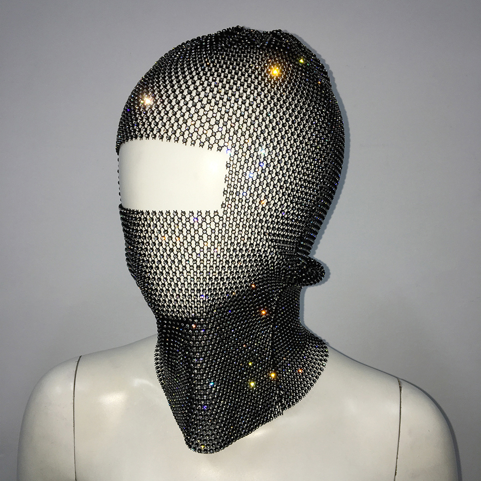 Women Crystal Bedazzled Full Face Balaclava Mesh Mask Veil See Through Headwear - Picture 25 of 51