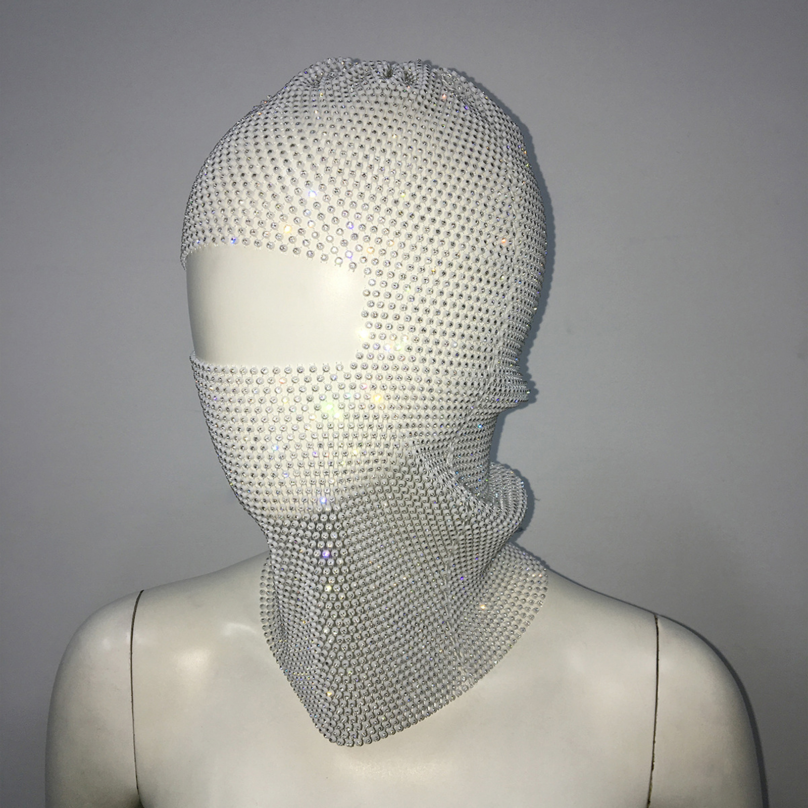 Women Crystal Bedazzled Full Face Balaclava Mesh Mask Veil See Through Headwear - Picture 26 of 51