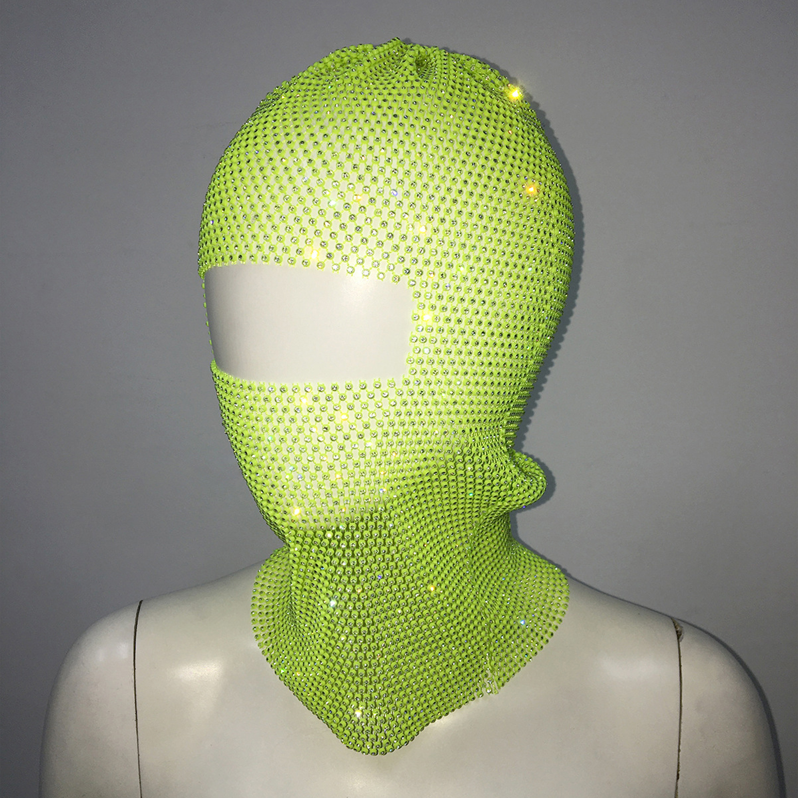 Women Crystal Bedazzled Full Face Balaclava Mesh Mask Veil See Through Headwear - Picture 27 of 51