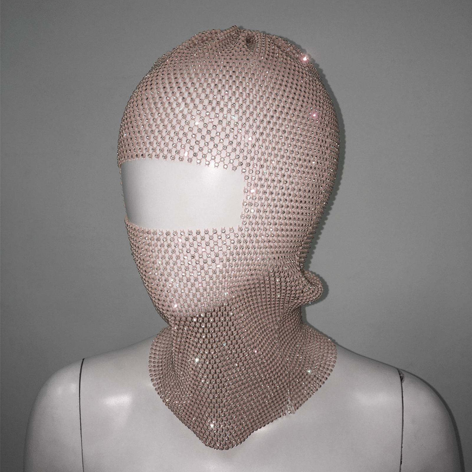 Women Crystal Bedazzled Full Face Balaclava Mesh Mask Veil See Through Headwear - Picture 28 of 51