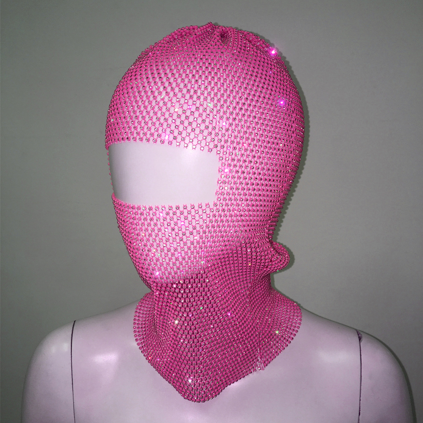 Women Crystal Bedazzled Full Face Balaclava Mesh Mask Veil See Through Headwear - Picture 29 of 51