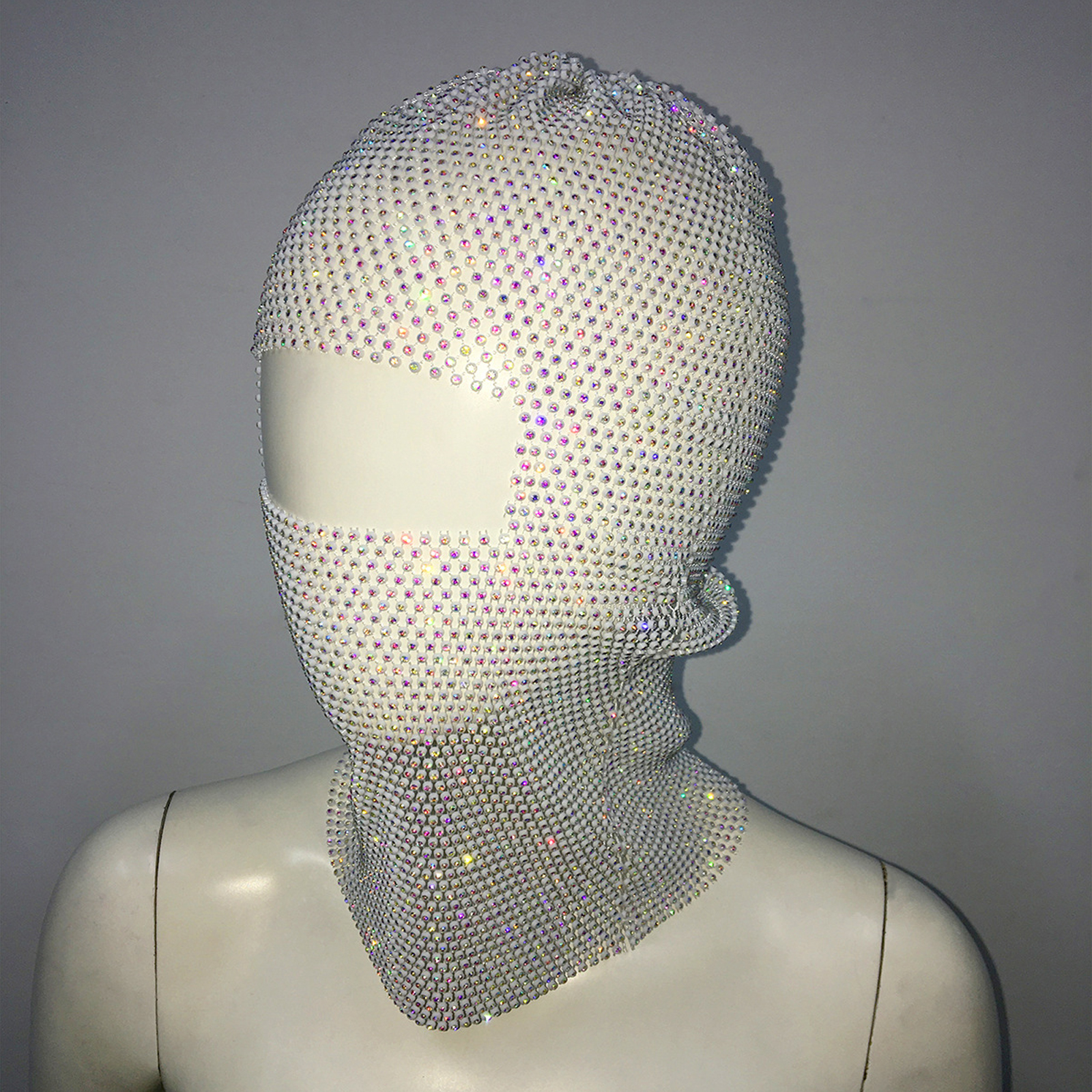 Women Crystal Bedazzled Full Face Balaclava Mesh Mask Veil See Through Headwear - Picture 31 of 51