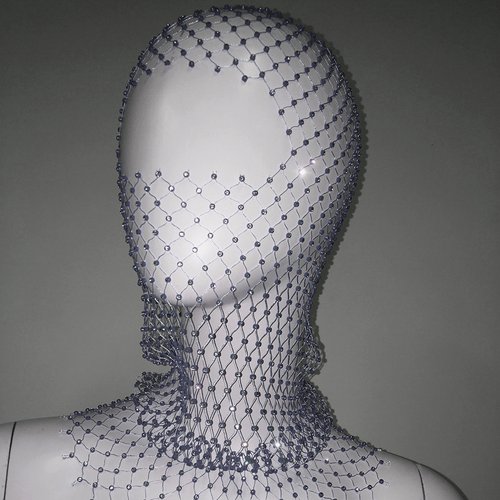 Women Crystal Bedazzled Full Face Balaclava Mesh Mask Veil See Through Headwear - Picture 34 of 51
