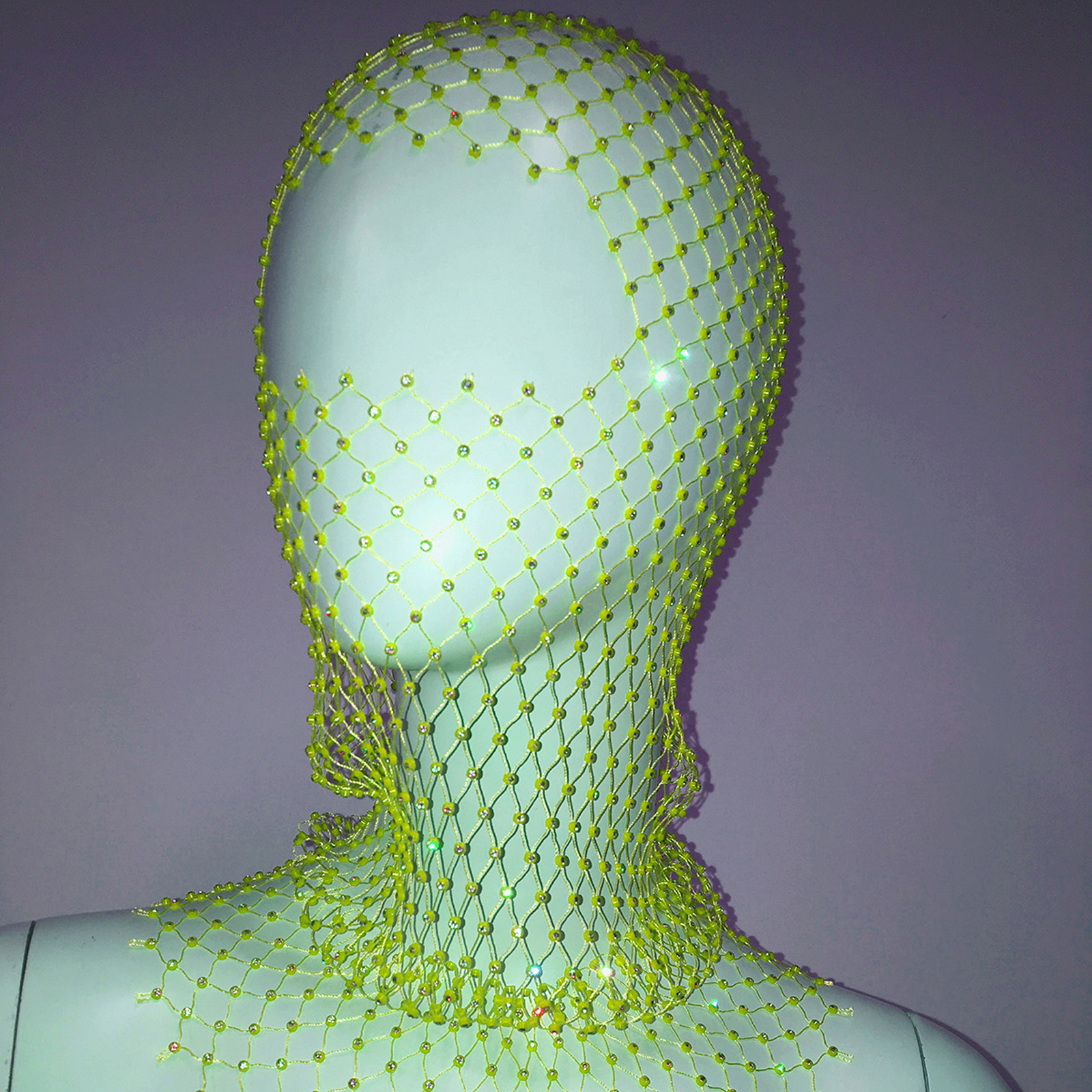 Women Crystal Bedazzled Full Face Balaclava Mesh Mask Veil See Through Headwear - Picture 35 of 51